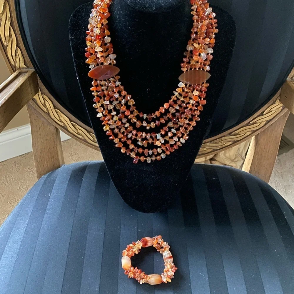 Baltic Amber Multi-Colored Necklace (or) Carnelian Agate - Picture 5 of 15